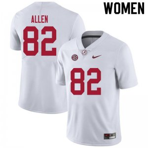 NCAA Women's Alabama Crimson Tide #82 Chase Allen Stitched College 2020 Nike Authentic White Football Jersey GE17F24FB